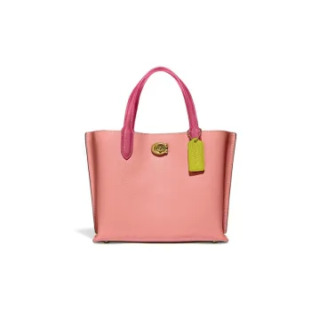COACH Willow Cow Leather Tote Bag, Shopping Bag, One Shoulder Handbag, Crossbody Bag Medium Size Women's Pink