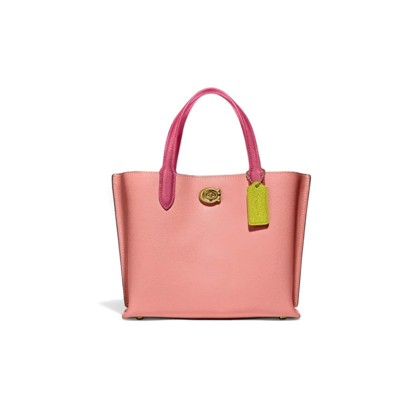 COACH Willow Cow Leather Tote Bag, Shopping Bag, One Shoulder Handbag, Crossbody Bag Medium Size Women's Pink-0