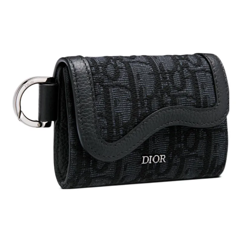 DIOR Saddle Leather With Fabric Saddle Bag Crossbody Bag Shoulder Bag Clip-on Bag Men's Black-1