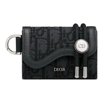 DIOR Saddle Leather With Fabric Saddle Bag Crossbody Bag Shoulder Bag Clip-on Bag Men's Black