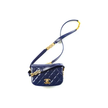 CHANEL Cow Leather Messenger Bag, Shoulder Bag, Crossbody Bag Mini Women's Marine Blue