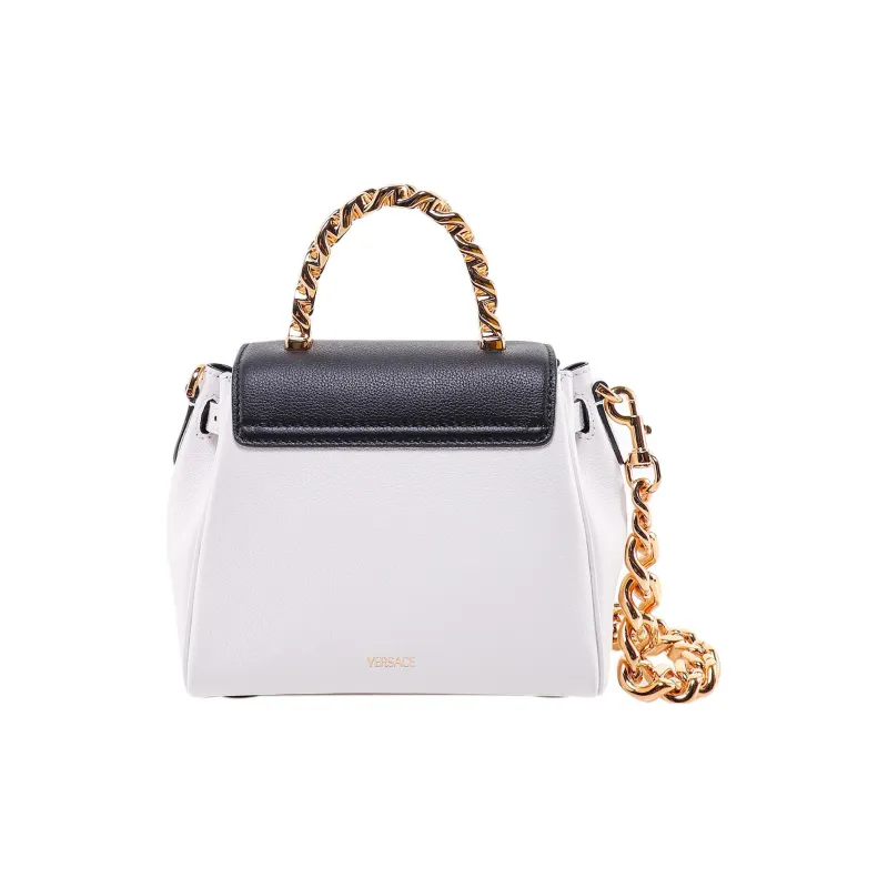VERSACE La Medusa Leather Shoulder Bag, Crossbody Bag, Handbag Women's White & Black-2