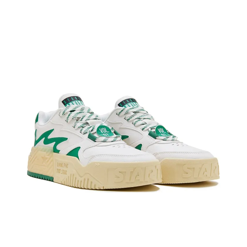 STARTER Slip Resistant Cushioning Wear Resistant Low Top Skateboard Shoes Men's Green White-2