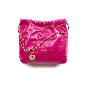 CHANEL 22Bag Cow Leather Crossbody Tote Handbag Women's Dark Pink