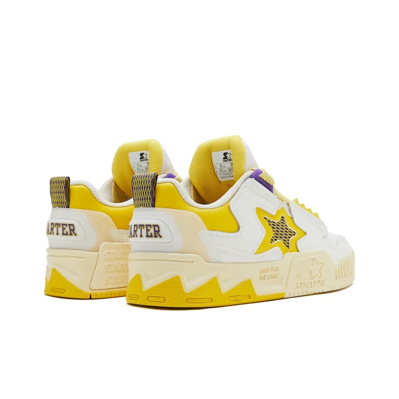 STARTER Anti Slip And Wear Resistant Height Increasing Low Top Skateboard Shoes Men's White Yellow-3