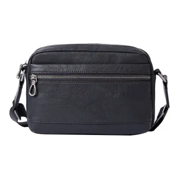 NOMK Vegetable Tanned Top Grain Cow Leather Shoulder Bags Messenger Bag Crossbody Bags Regular Men's Black