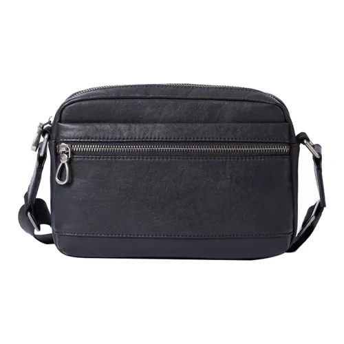 NOMK Vegetable Tanned Top Grain Cow Leather Shoulder Bags Messenger Bag Crossbody Bags Regular Men's Black