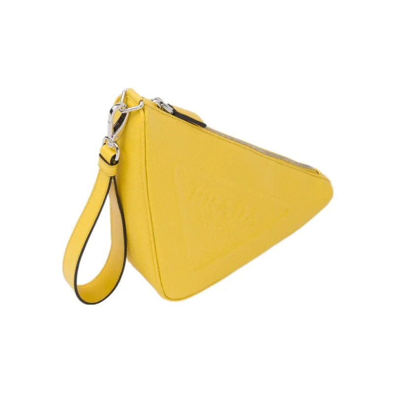 PRADA Leather Clutch Men's Sunlight Yellow-1