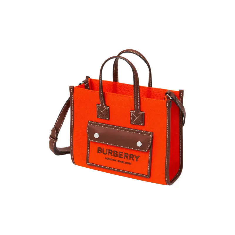 Burberry Freya Calfskin Embellishment Tote Bag Shopping Bag Shoulder Bag Crossbody Bag Handbag Mini Women's Orange/Tan-3