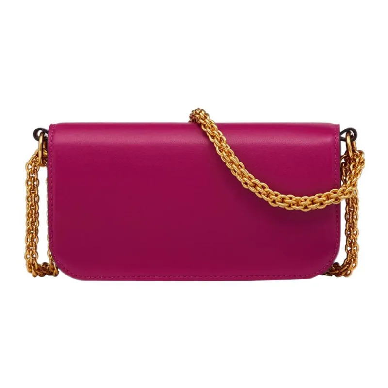 Valentino Locò Calfskin Baguette Bag One Shoulder Shoulder Bag Handbag Mini Women's Rose Red-2