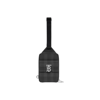 Burberry Leather Patchwork Crossbody Bag Sling Bag Fanny Pack Shoulder Bag Backpack Men's Charcoal Gray