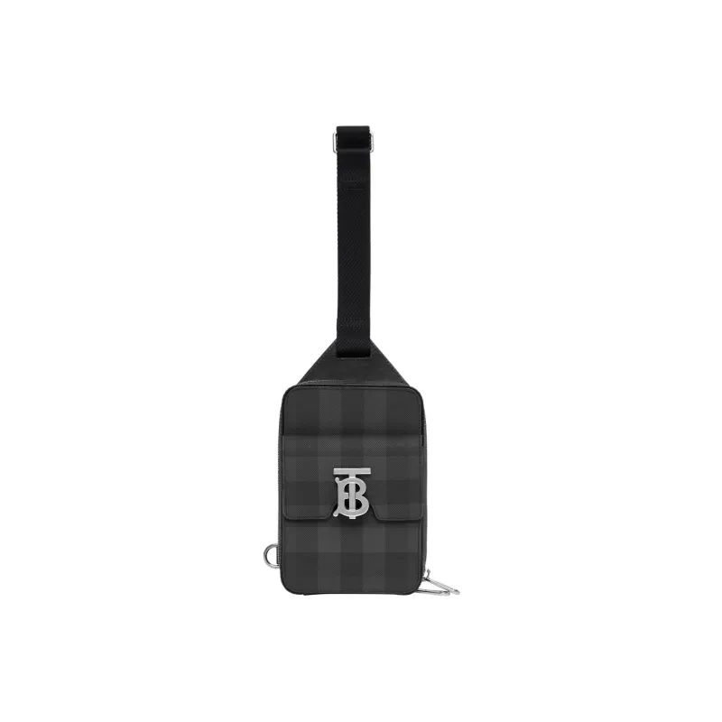 Burberry Leather Patchwork Crossbody Bag Sling Bag Fanny Pack Shoulder Bag Backpack Men's Charcoal Gray-0