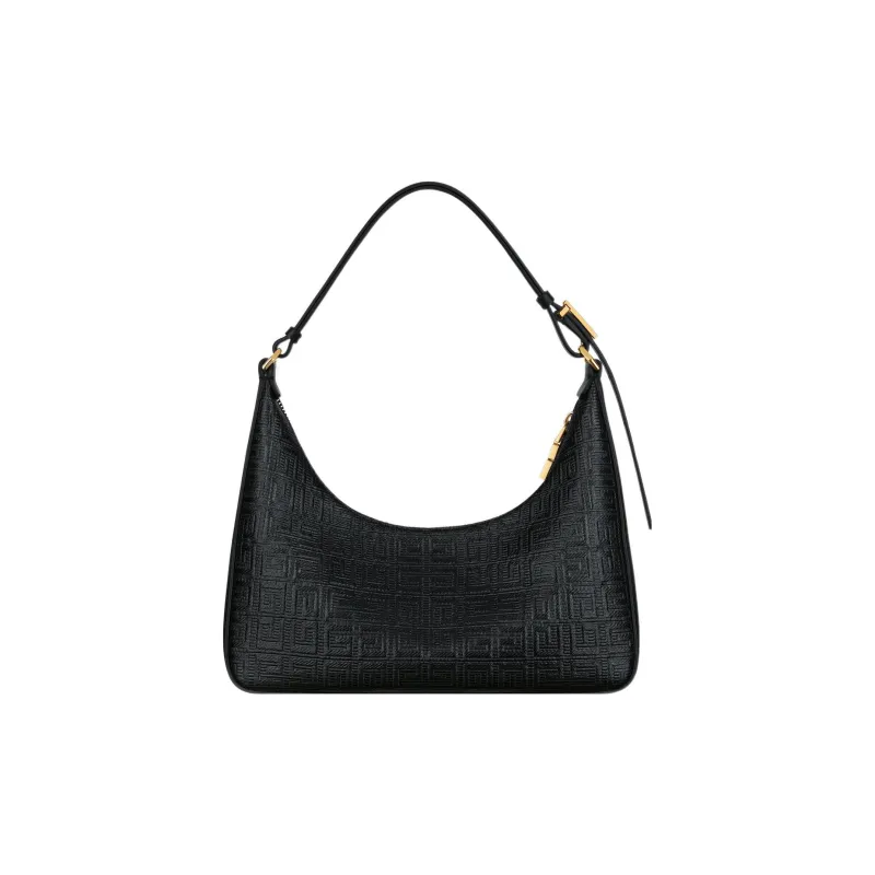 Givenchy Moon Cut Out Shoulder Bag Small 4G Embossed Givenchy Paris Print Black/White-3