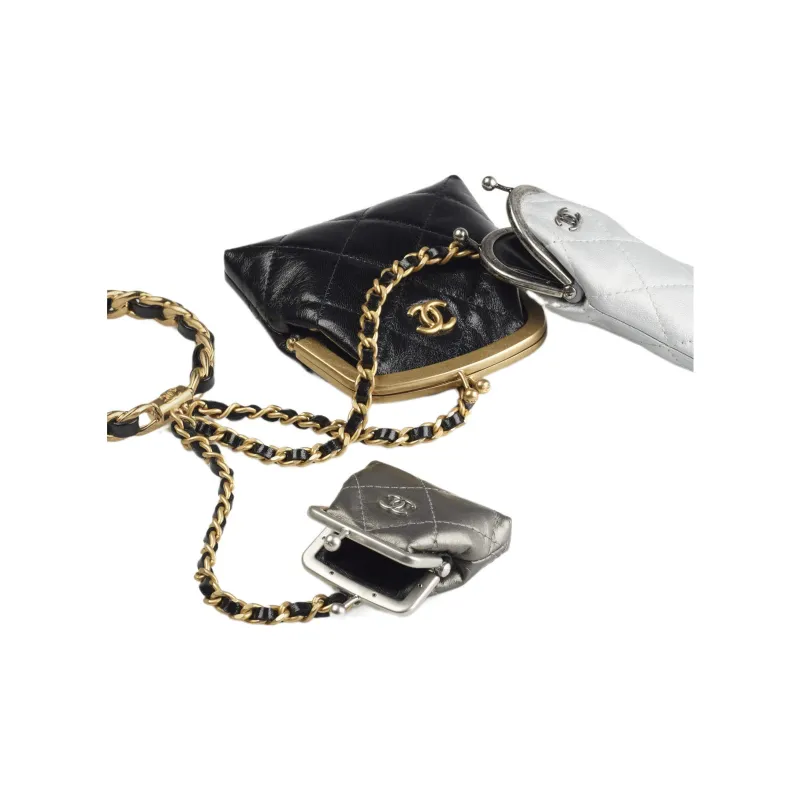 CHANEL Lambskin Calfskin Metal Lipstick Bag, Coin Purse, Crossbody Bag, Clutch Women's Multicolor-1