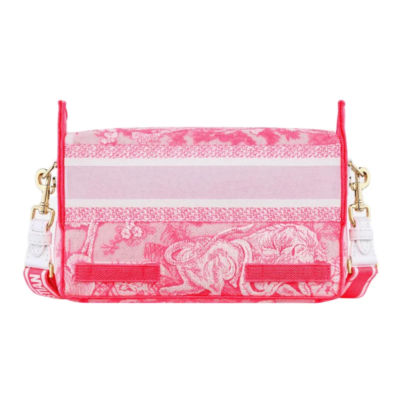 DIOR DiorCamp Canvas Messenger Bag, Shoulder Bag, Crossbody Bag Small Size Women's Neon Pink-2