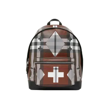 Burberry Geometric Check Backpack Brown