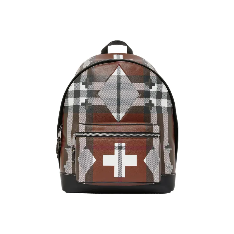 Burberry Geometric Check Backpack Brown-0