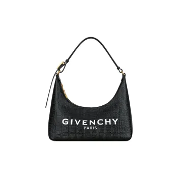 Givenchy Moon Cut Out Shoulder Bag Small 4G Embossed Givenchy Paris Print Black/White