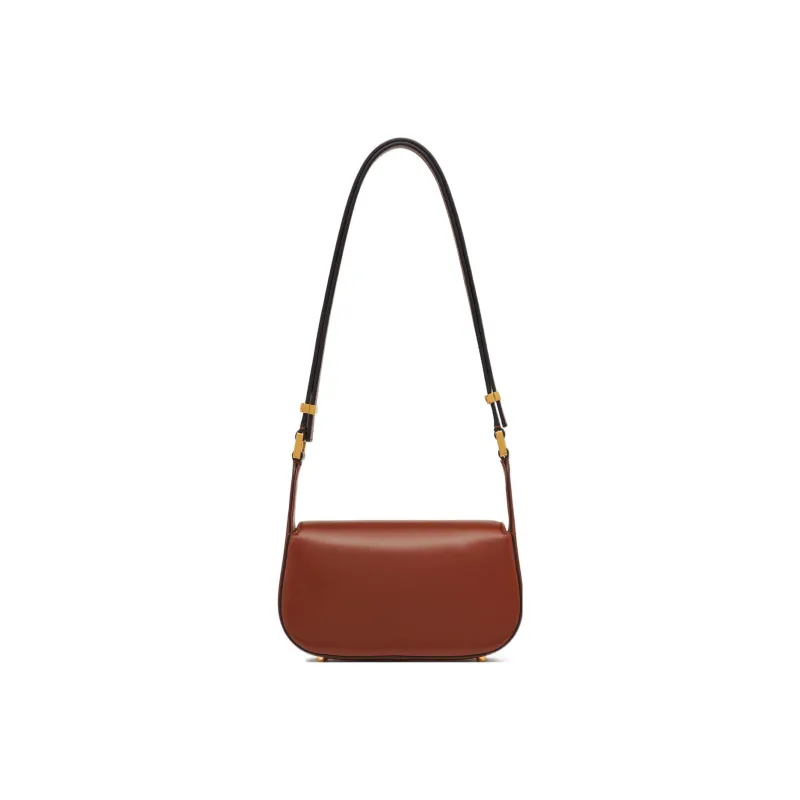 Valentino Vlogo Calfskin Messenger Bag Shoulder Bag, Crossbody Bag Trumpets Women's Brown-3