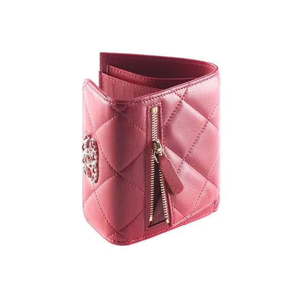 CHANEL Lambskin Wallet Women's Burgundy-2