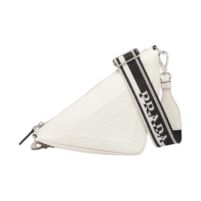 PRADA Saffiano Triangle Bag White-0