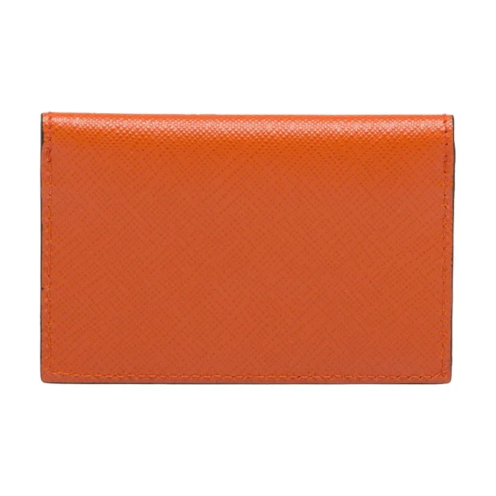 PRADA Saffiano Leather Card Holder Coin Purse Unisex Papaya Color-1