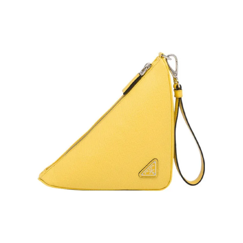 PRADA Leather Clutch Men's Sunlight Yellow-2