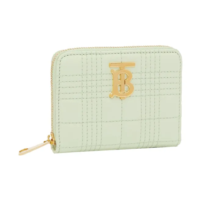Burberry Quilting Lambskin Money Clip Card Holder Wallet Clip Small Size Women's Candy Color/Light Green/Pistachio-1