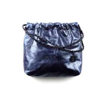 CHANEL 22Bag Smooth Finish Calfskin Tote Bag, Shopping Bag, Handbag, Crossbody Handbag Trumpets Women's Marine Blue