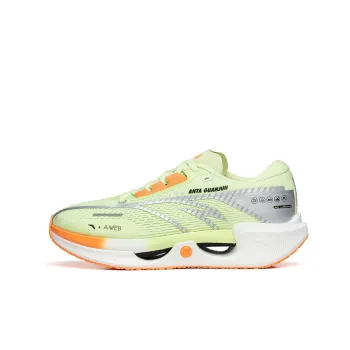 Anta Cushioned Anti Slip Wear Resistant Breathable Lightweight Low Top Running Shoes Men's Green Orange Silver