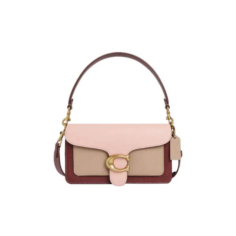 COACH Tabby Cow Leather Portable Crossbody Bag Shoulder Bag Women's Cherry Blossom Pink & Burgundy-0