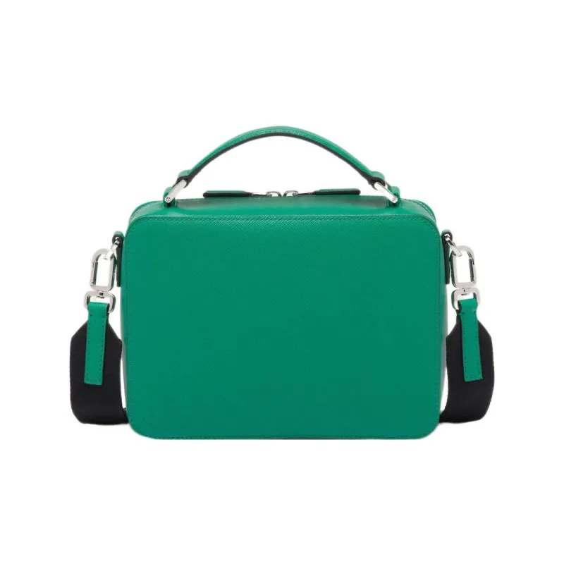 PRADA BriqueSaffiano Leather Handbag Shoulder Bag Crossbody Bag Men's Mango Color-1