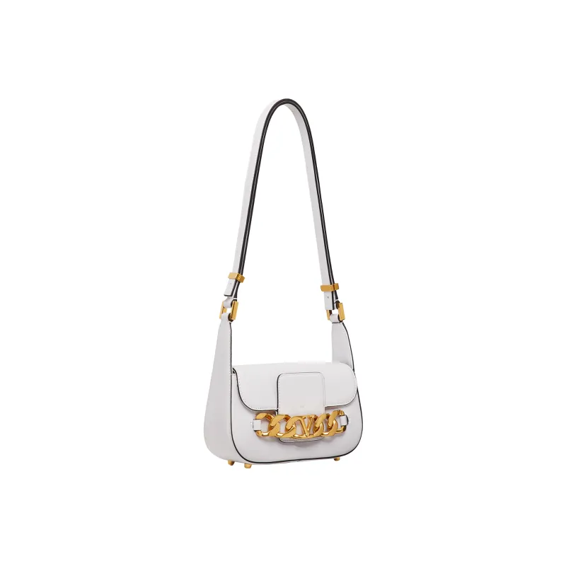 Valentino Vlogo Calfskin Messenger Bag Shoulder Bag, Crossbody Bag Women's White-3