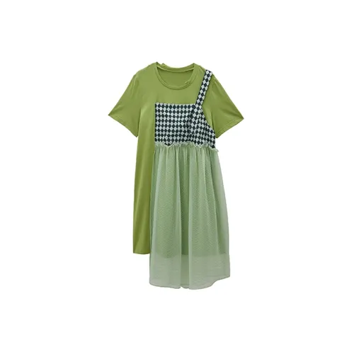 MS-Echo Short-Sleeved Dresses Women's Olive Green