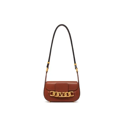 Valentino Vlogo Calfskin Messenger Bag Shoulder Bag, Crossbody Bag Small Size Women's Brown