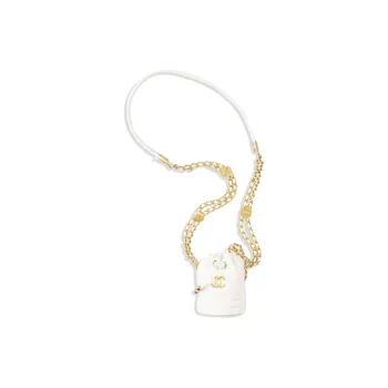 CHANEL 22A Early Autumn Grained Embossed Cow Leather Bucket Bag Crossbody Bag Mini Women's White/Black