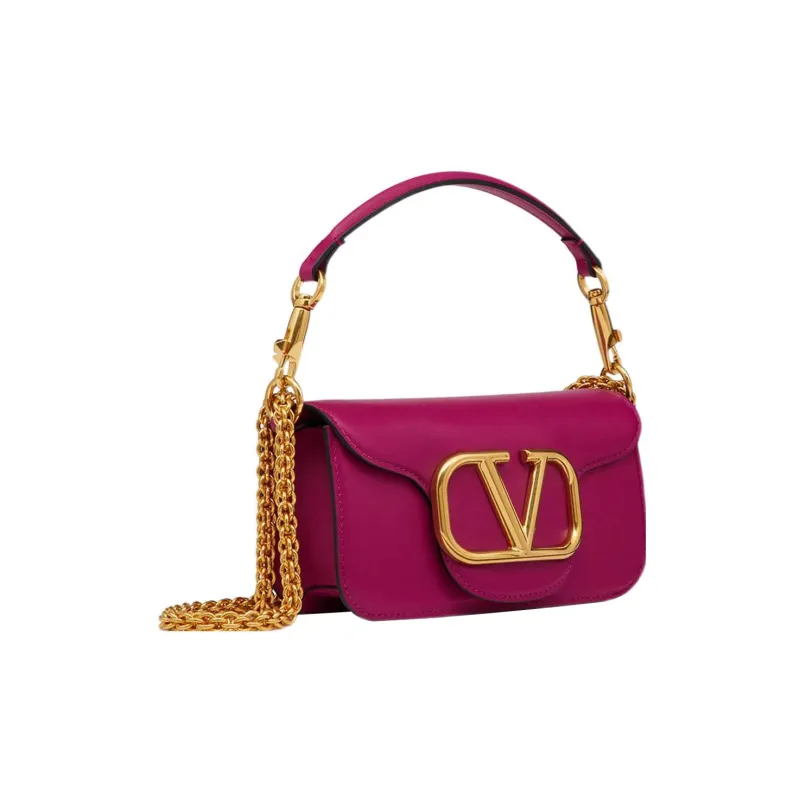 Valentino Locò Calfskin Baguette Bag One Shoulder Shoulder Bag Handbag Mini Women's Rose Red-1