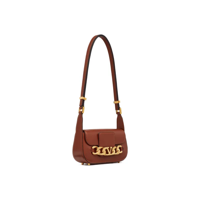 Valentino Vlogo Calfskin Messenger Bag Shoulder Bag, Crossbody Bag Trumpets Women's Brown-1