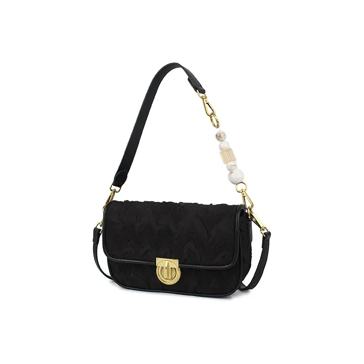 CHISIY Satin Small Square Bag, Shoulder Bag, Crossbody Bag Women's Black/White-1