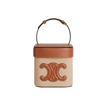 CELINE Triomphe Textile Cow Leather Box Bag Shoulder Bag Crossbody Bag Handbag Women's Beige Tan