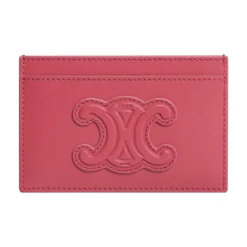 CELINE Triomphe Arc De Triomphe Cow Leather Card Clip Money Clip Card Holder Women's Candy Color/Pink Peach Pink