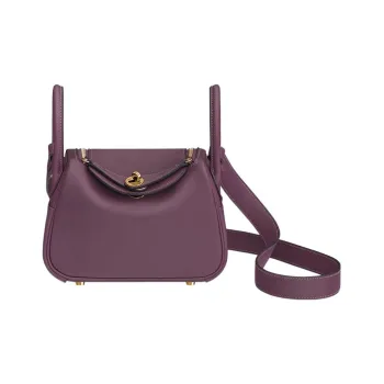 HERMES Lindy Swift Calfskin Handbag Shoulder Bag Crossbody Bag Mini Women's N5 Cassis Blackcurrant Color