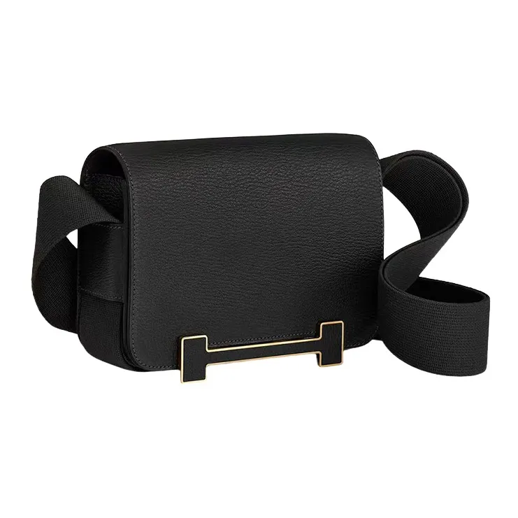 HERMES Geta Sheepskin Wooden Sandal Bag, Portable Crossbody Bag, Shoulder Bag Women's 89 Noir Black-1