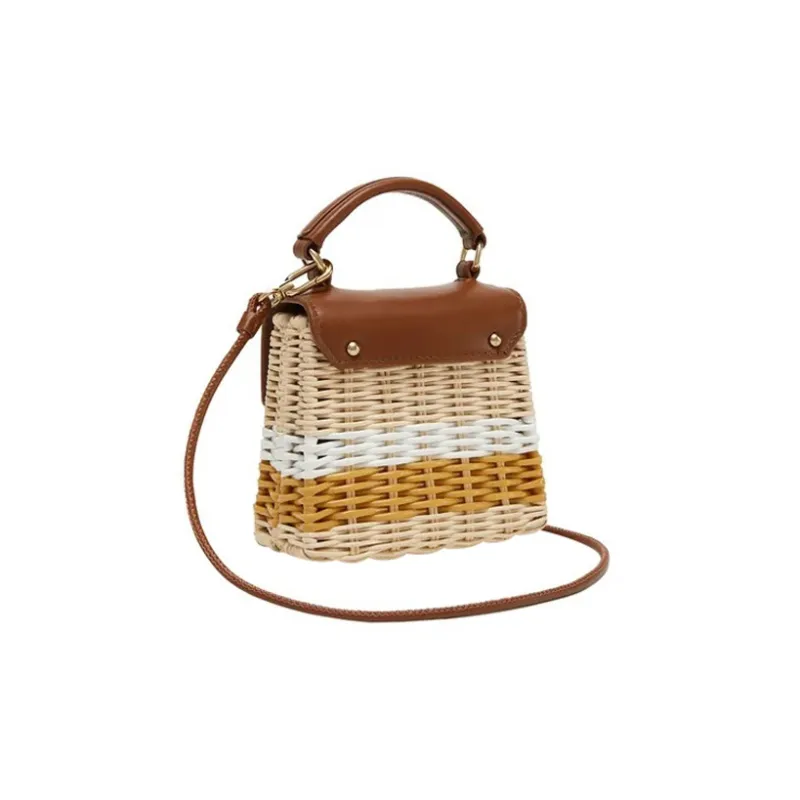 Furla Leather Rattan Handbag Mini Women's Brown-2