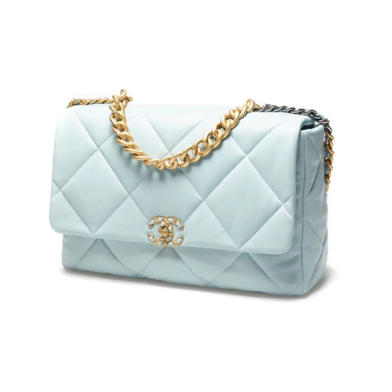 CHANEL 19Bag Lambskin Flap Bag Handbag, Shoulder Bag, Crossbody Bag Tubas Women's Light Blue-2