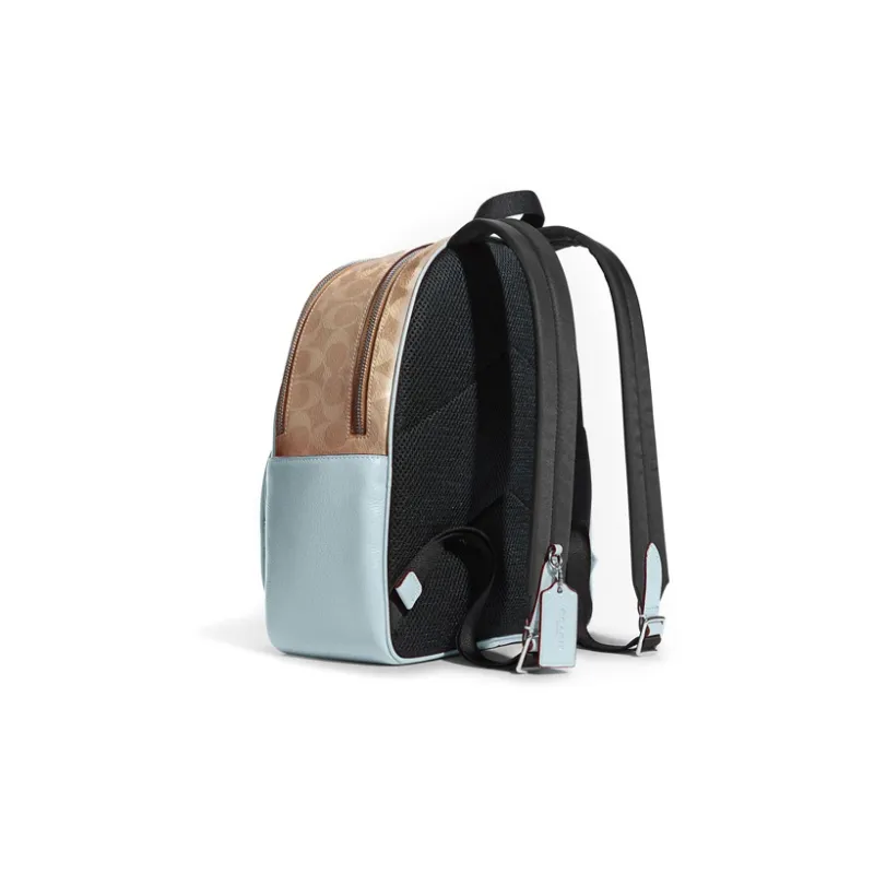 COACH Court Pebbled Leather Backpack Medium Size Women's Monogram Haze Blue-2