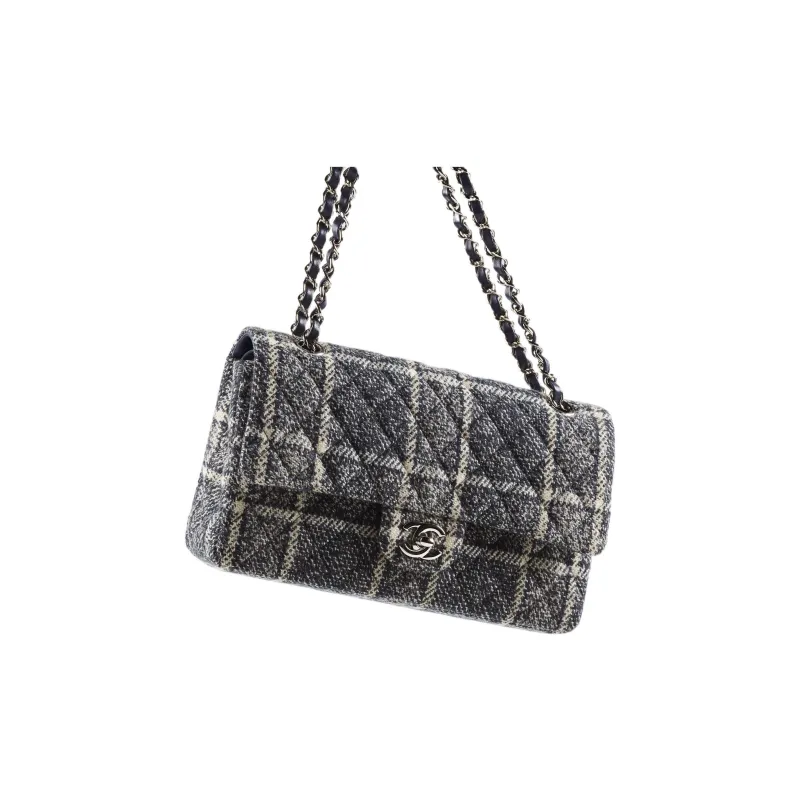 CHANEL Classic Flap CF22A Early Autumn Soft Woolen Handbag, Shoulder Bag, Crossbody Bag Women's Show Style Gray-2