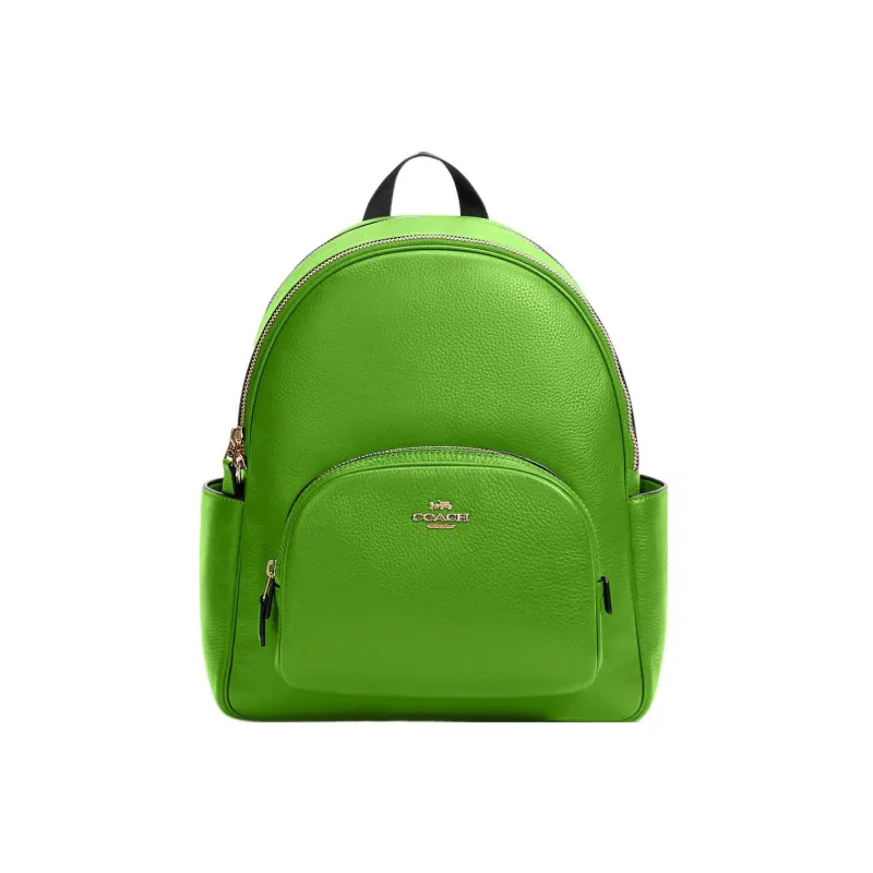 COACH Court Pebble Texture Leather Backpack Medium Size Women's Green-0