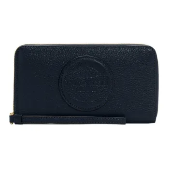 COACH Dempsey Leather Cell Phone Pouch Wallet Unisex Midnight Navy