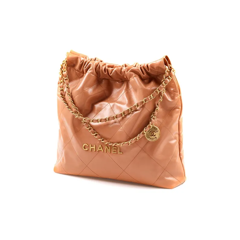 CHANEL 22Bag Shiny Calfskin Tote Bag, Shopping Bag, Shoulder Bag Women's Brown-1